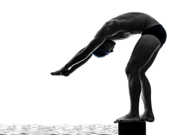 Young man swimmer swimming  silhouette — Stock Photo, Image