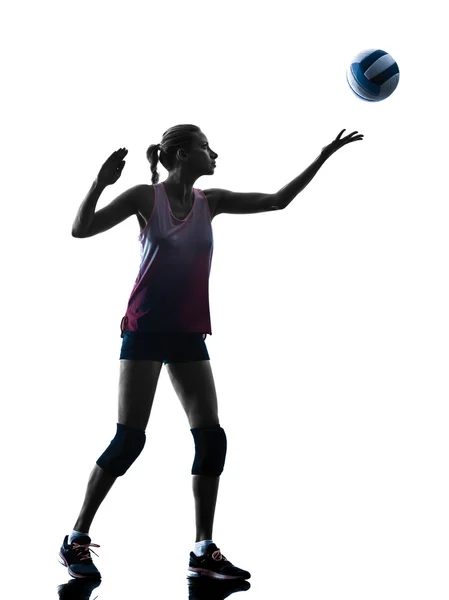 Nő röplabda játékos elszigetelt sziluett — Stock Fotó