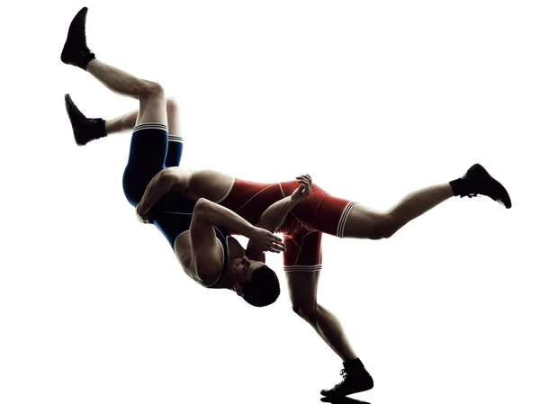 Luchadores de lucha hombres silueta aislada — Foto de Stock