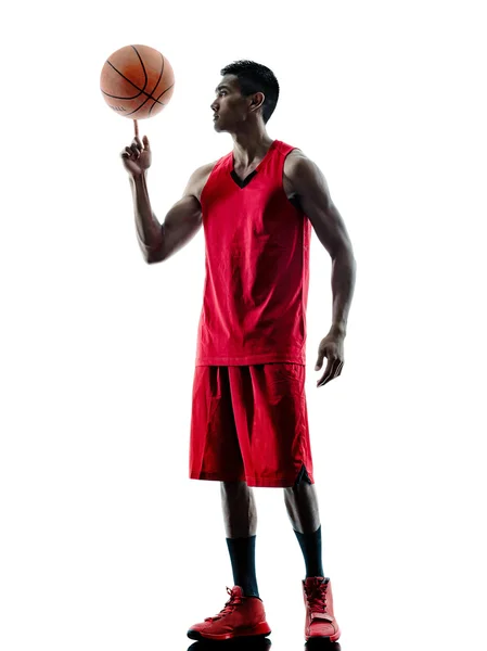 Muž basketbalový hráč izolované silueta — Stock fotografie