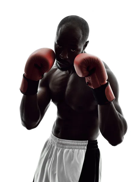 Man boksers boksen geïsoleerde silhouet — Stockfoto