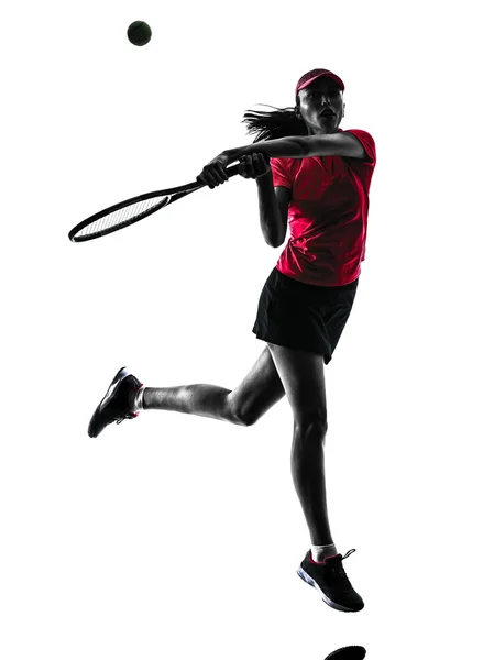 Kobieta tenis odtwarzacz smutek sylwetka — Zdjęcie stockowe