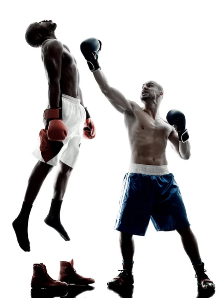 Homens boxers boxe silhueta isolada — Fotografia de Stock
