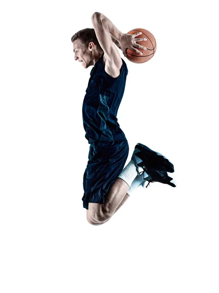 Muž basketbalový hráč izolované silueta — Stock fotografie