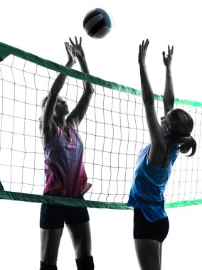 Kadınlar Voleybol oyuncular izole siluet