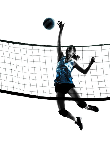 Donna giocatori di pallavolo silhouette isolata — Foto Stock