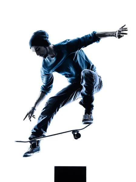 남자 스케이트 보더 스케이트 보드 실루엣 — 스톡 사진