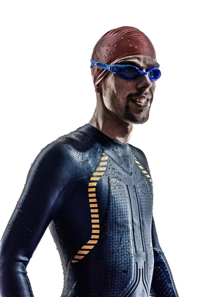 Férfi triatlon ironman sportoló úszók portré — Stock Fotó