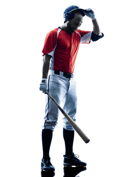 Man honkbal speler silhouet geïsoleerd — Stockfoto