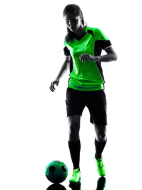 kadın futbol oyuncu izole siluet
