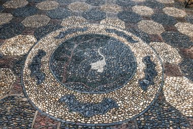 Vinç taş mozaik Kowloon duvarlı Hong Kong