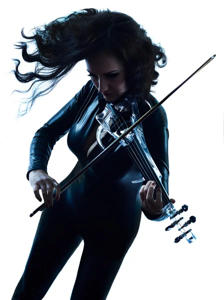 Violinista mulher slihouette isolado — Fotografia de Stock