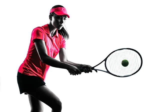 Vrouw tennis speler verdriet silhouet — Stockfoto