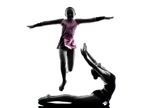 Rytmická gymnastika teenager silueta Stock Fotografie