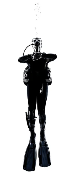 Man scuba diver diving silhouette isolated — Stock Photo, Image