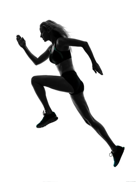 Femme coureur jogger jogging silhouette — Photo