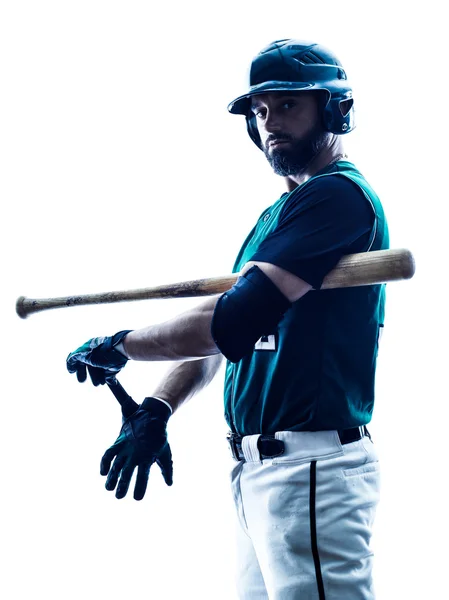 Man baseball player silhouette isolated — Stock Photo, Image