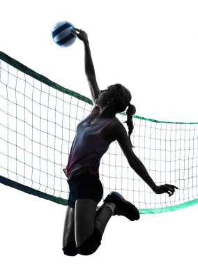 kadın voleybol oyuncular izole siluet