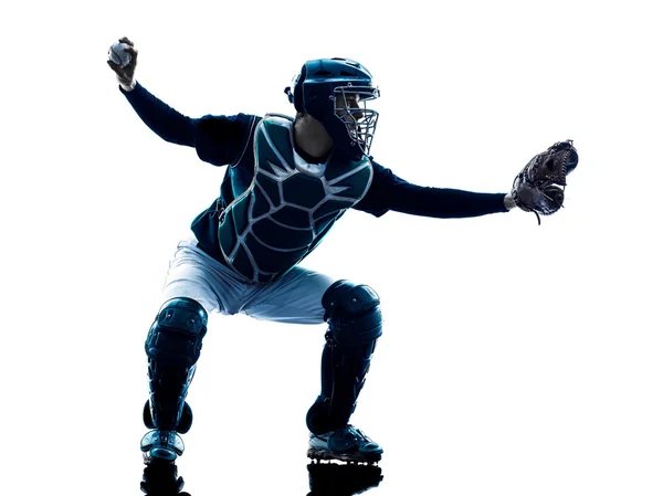 Man baseball player silhouette isolated — Stock Photo, Image