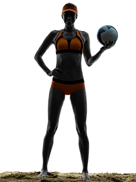 Femme plage volley ball joueur silhouette — Photo