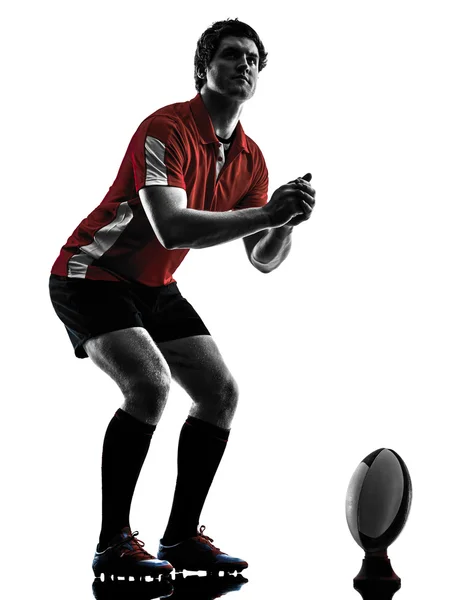 Rugby uomo giocatore silhouette — Foto Stock