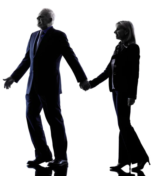 Couple senior silhouette — Stock Photo, Image