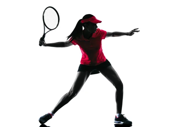 Kvinnan tennis spelare sorg siluett Stockbild