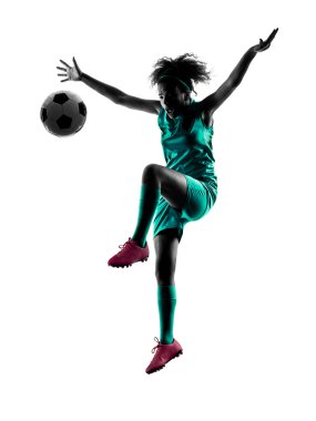 teenager girl soccer player isolated silhouette clipart