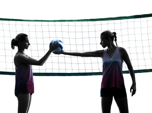 Mujeres jugadores de voleibol silueta aislada — Foto de Stock