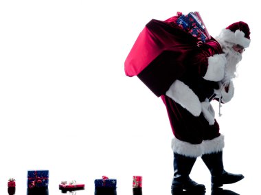 Noel baba yürüyüş siluet izole