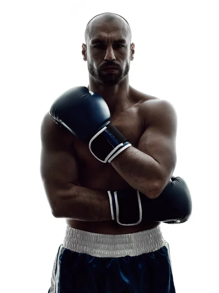 Boxer uomo boxe silhouette isolata — Foto Stock