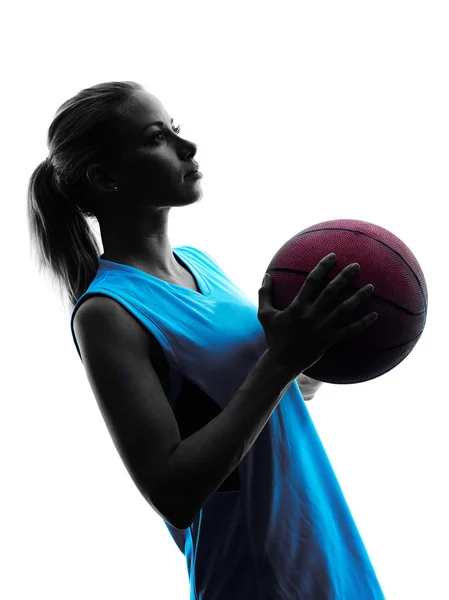 Vrouw basketbal speler silhouet — Stockfoto