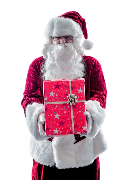 Santa claus giving gifts isolated — Stock Photo, Image