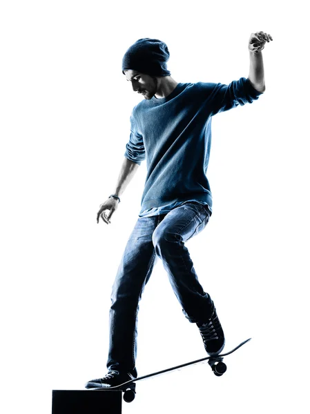 Man skateboarder skateboarding silhouette — Stock Photo, Image