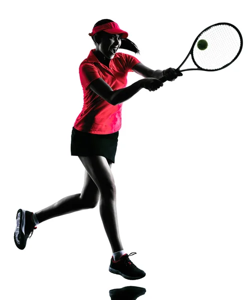 Femme joueuse de tennis tristesse silhouette — Photo