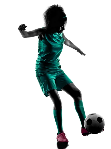 Adolescente ragazza calciatore isolato silhouette — Foto Stock