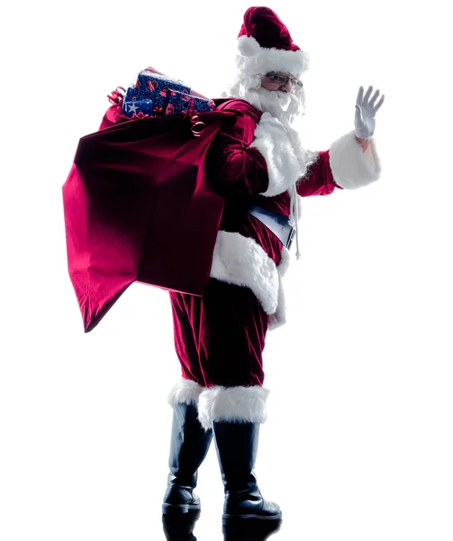 Santa claus Saluting silhouet geïsoleerd — Stockfoto