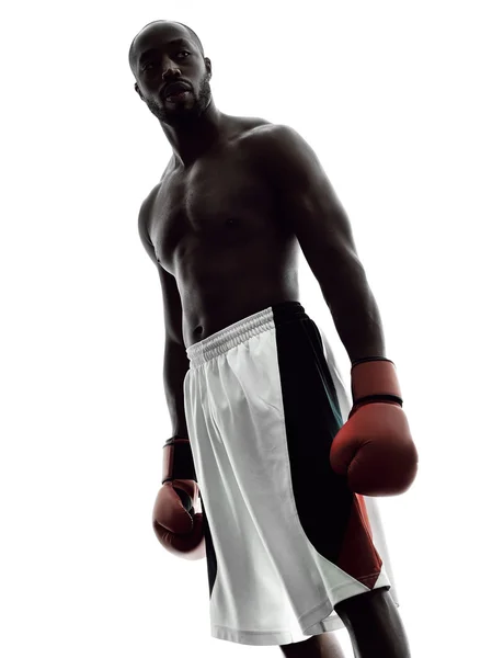 Adam boksörler boks izole siluet — Stok fotoğraf