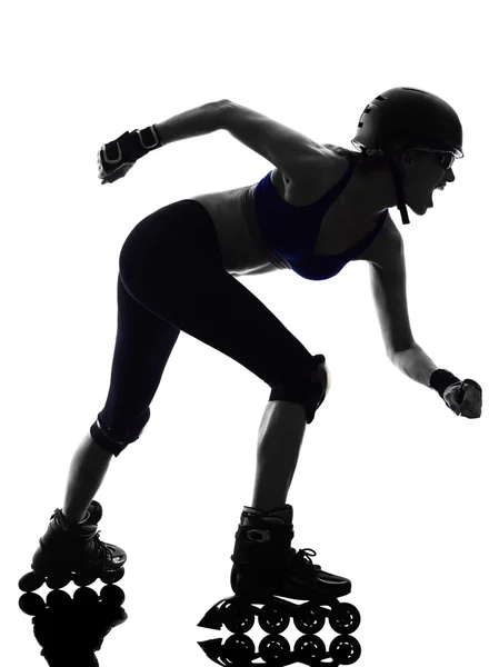Mulher em patins silhueta — Fotografia de Stock