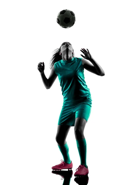 Teenager girl soccer player isolated silhouette — Stock Photo, Image