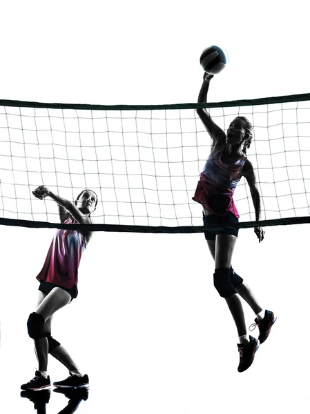 Mujeres jugadores de voleibol silueta aislada — Foto de Stock