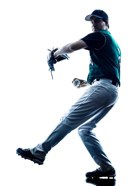 Uomo baseball giocatore silhouette isolato — Foto Stock