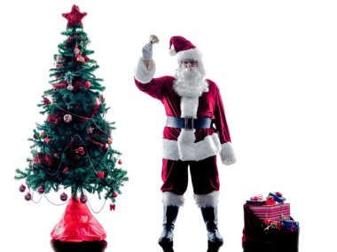 Noel Baba Noel ağacı siluet izole