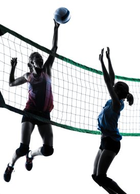 Kadınlar Voleybol oyuncular izole siluet