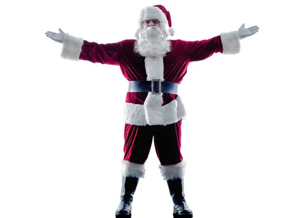 Santa claus Saluting sylwetka na białym tle Zdjęcia Stockowe bez tantiem