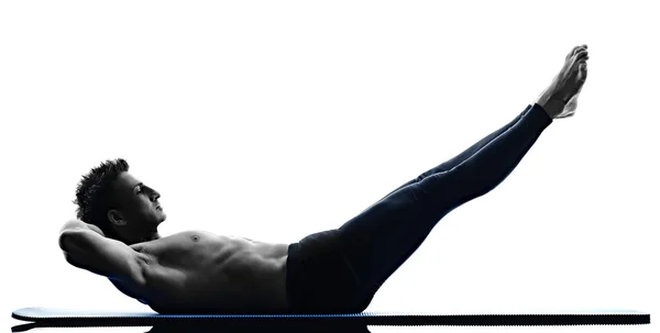 Man pilates oefeningen fitness geïsoleerd — Stockfoto