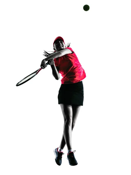 Donna tennista tristezza silhouette — Foto Stock