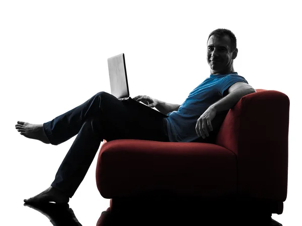 Mann Sofa Couch Computer Computer Computer Laptop — Stockfoto