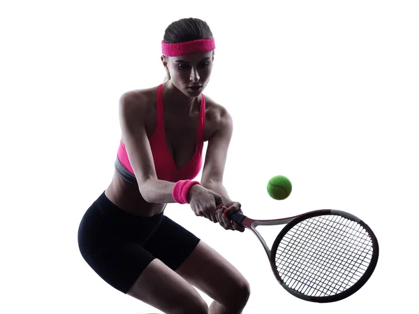Kobieta tenis odtwarzacz portret sylwetka — Zdjęcie stockowe