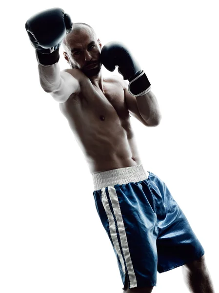 Man boxare boxning isolerade siluett — Stockfoto
